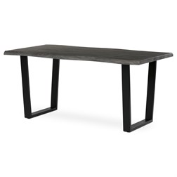 Stůl jídelní, 160x90x75 cm, MDF deska, dekor šedý dub, kovová nohy ve tvaru U, černý matný lak