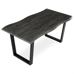 Stůl jídelní, 160x90x75 cm, MDF deska, dekor šedý dub, kovová nohy ve tvaru U, černý matný lak