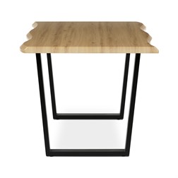 Stůl jídelní, 160x90x75 cm, MDF deska, dekor divoký dub, kovová nohy ve tvaru U, černý matný lak