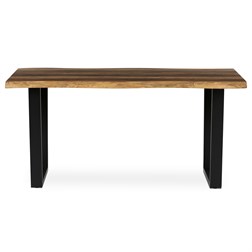 Stůl jídelní, 160x90x75 cm, MDF deska, dekor staré dřevo, kovová nohy ve tvaru U, černý matný lak