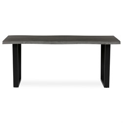 Stůl jídelní, 180x90x75 cm, MDF deska, dekor šedý dub, kovová nohy ve tvaru U, černý matný lak