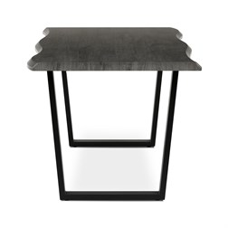 Stůl jídelní, 180x90x75 cm, MDF deska, dekor šedý dub, kovová nohy ve tvaru U, černý matný lak