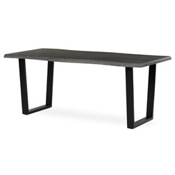 Stůl jídelní, 180x90x75 cm, MDF deska, dekor šedý dub, kovová nohy ve tvaru U, černý matný lak