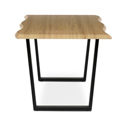 Stůl jídelní, 180x90x75 cm, MDF deska, dekor divoký dub, kovová nohy ve tvaru U, černý matný lak