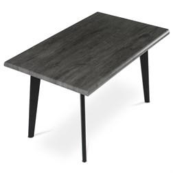 Stůl jídelní, 130x80x75 cm, MDF deska, dekor šedý dub, kov, černý lak