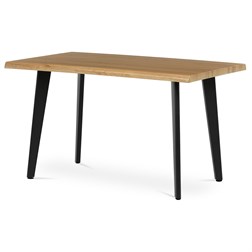 Stůl jídelní, 130x80x75 cm, MDF deska, dekor divoký dub, kov, černý lak
