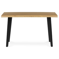 Stůl jídelní, 130x80x75 cm, MDF deska, dekor divoký dub, kov, černý lak