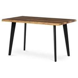 Stůl jídelní, 130x80x75 cm, MDF deska, dekor staré dřevo, kov, černý lak