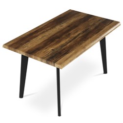 Stůl jídelní, 130x80x75 cm, MDF deska, dekor staré dřevo, kov, černý lak
