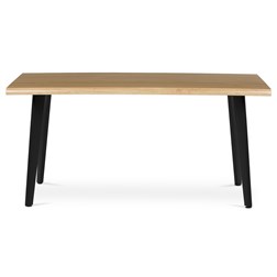 Stůl jídelní, 160x90x75 cm, MDF deska, dekor divoký dub, kov, černý lak