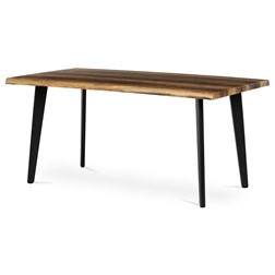 Stůl jídelní, 160x90x75 cm, MDF deska, dekor staré dřevo, kov, černý lak