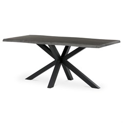 Stůl jídelní, 180x90x75 cm, MDF deska, dekor šedý dub, kovová noha ve tvaru hvězdy, černý lak