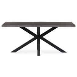 Stůl jídelní, 180x90x75 cm, MDF deska, dekor šedý dub, kovová noha ve tvaru hvězdy, černý lak