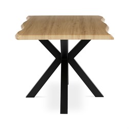 Stůl jídelní, 180x90x75 cm, MDF deska, dekor divoký dub, kovová noha ve tvaru hvězdy, černý lak