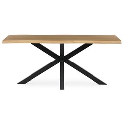 Stůl jídelní, 180x90x75 cm, MDF deska, dekor divoký dub, kovová noha ve tvaru hvězdy, černý lak