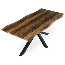 Stůl jídelní, 180x90x75 cm, MDF deska, dekor staré dřevo, kovová noha ve tvaru hvězdy, černý lak