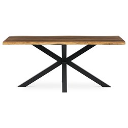 Stůl jídelní, 180x90x75 cm, MDF deska, dekor staré dřevo, kovová noha ve tvaru hvězdy, černý lak