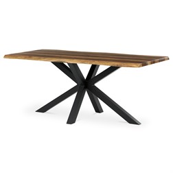 Stůl jídelní, 180x90x75 cm, MDF deska, dekor staré dřevo, kovová noha ve tvaru hvězdy, černý lak