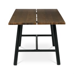 Stůl jídelní, 220x90cm, dýha, barva ořech, kovová černá noha