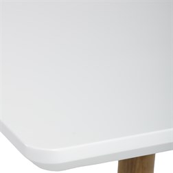 Stůl jídelní 140x80, MDF, bílá matná deska, kovové nohy v barvě dubu.