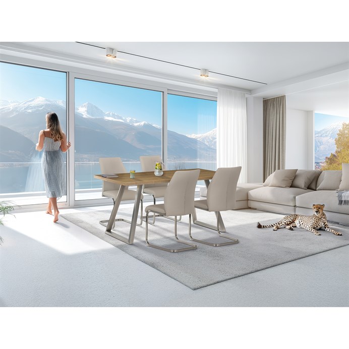 Jedálenský stôl 160x90cm, dyha, dub, HT-W1515 OAK