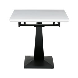 Stůl jídelní, 140+40x85, bílá matná MDF deska, černé kovové nohy.