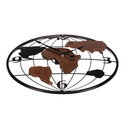 Hodiny nástěnné - světadíly, kovové, 40 cm