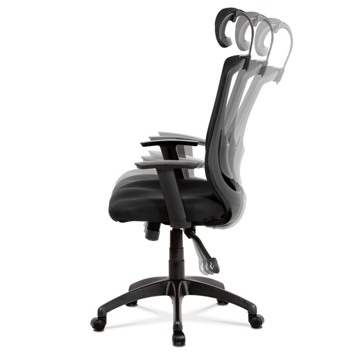 Kancelárska stolička, synchrónny mech., čierna MESH, plast. Kríž KA-A186 BK