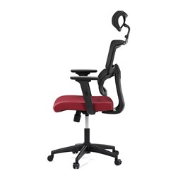 Kancelárska stolička, poťah bordó látka a čierna sieťovina MESH, hojdací mech.