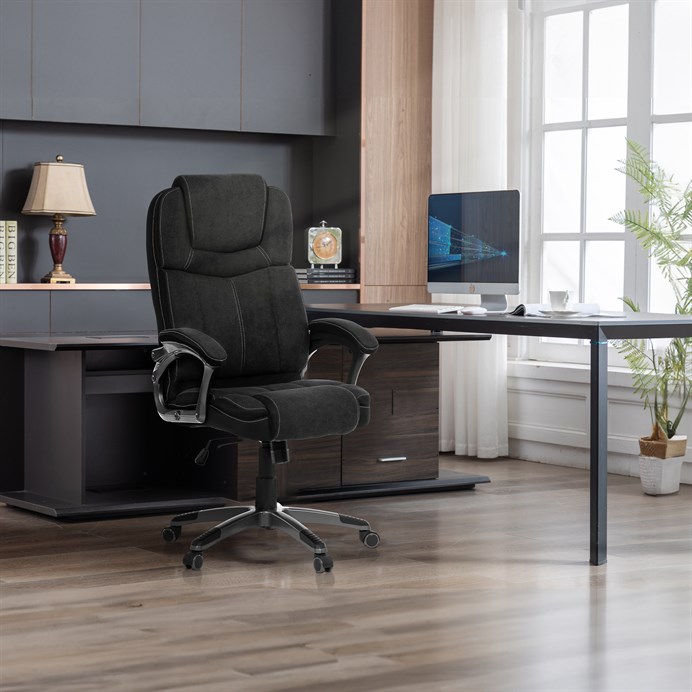 Kancelárske kreslo, hojdací mechanizmus, čierna látka, KA-C715 BK2