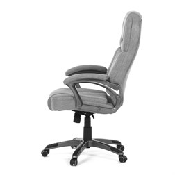 Křeslo kancelářská, šedá látka, šedý plastový kříž, kolečka na tvrdé povrchy