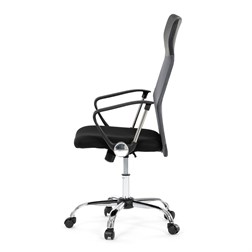 Kancelářská židle s podhlavníkem z ekokůže, potah černá látka MESH a šedá síťovina MESH