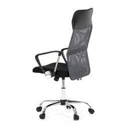 Kancelářská židle s podhlavníkem z ekokůže, potah černá látka MESH a šedá síťovina MESH