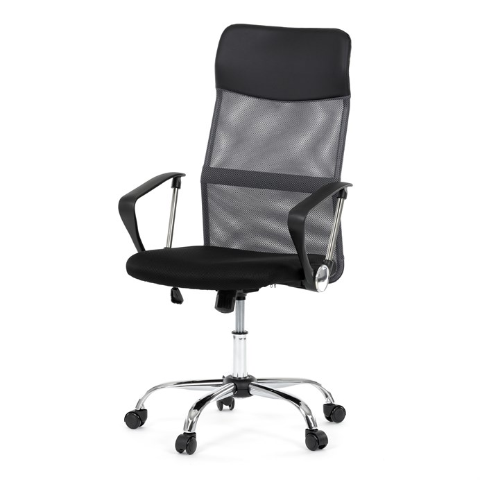 Kancelárska stolička, hojdací mechanizmus, šedá sieťovina, KA-E305 GREY