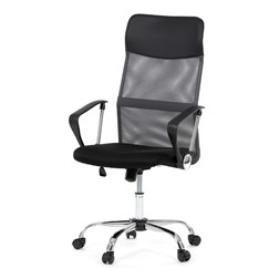 Kancelářská židle s podhlavníkem z ekokůže, potah černá látka MESH a šedá síťovina MESH