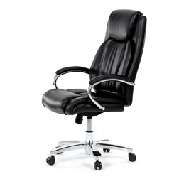 Křeslo kancelářské, černá ekokůže, chromový kříž, houpací mechanismus, nosnost 150kg