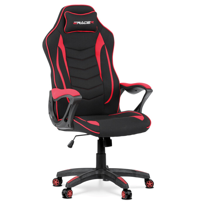 Herné a kancelárské kreslo E-racer, poťah červená a čierna látka, KA-G408 RED