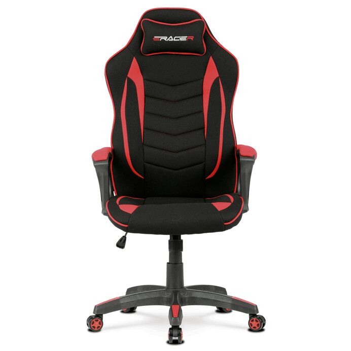 Herné a kancelárské kreslo E-racer, poťah červená a čierna látka, KA-G408 RED