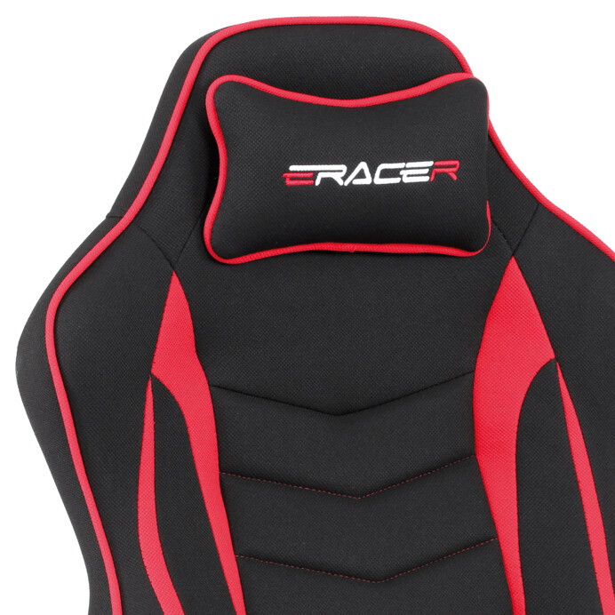 Herné a kancelárské kreslo E-racer, poťah červená a čierna látka, KA-G408 RED