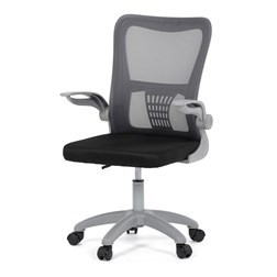 Kancelářská židle, tmavě šedá síťovina, šedý plast, kolečka na tvrdé podlahy