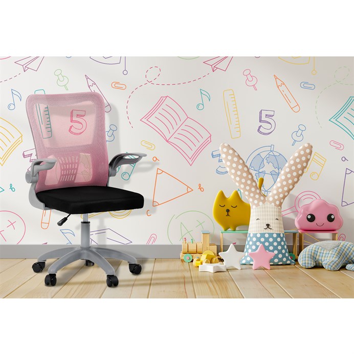 Detská stolička, výškovo nastaviteľná, ružová sieťovina, KA-K2008 PINK