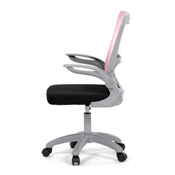 Kancelářská židle, růžová síťovina, šedý plast, kolečka na tvrdé podlahy