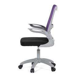 Kancelářská židle, fialová síťovina, šedý plast, kolečka na tvrdé podlahy