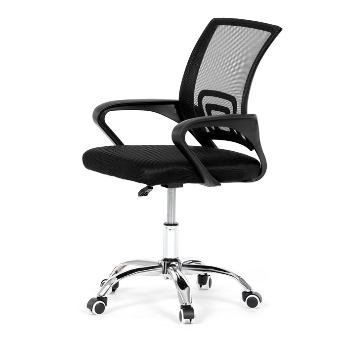 Kancelárska stolička, poťah čierna látka MESH a sieťovina MESH, výškovo nastaviteľná, kovový chrómovaný kríž KA-L103 BK
