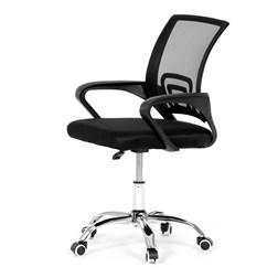 Kancelárska stolička, poťah čierna látka MESH a sieťovina MESH, výškovo nastaviteľná, kovový chrómovaný kríž