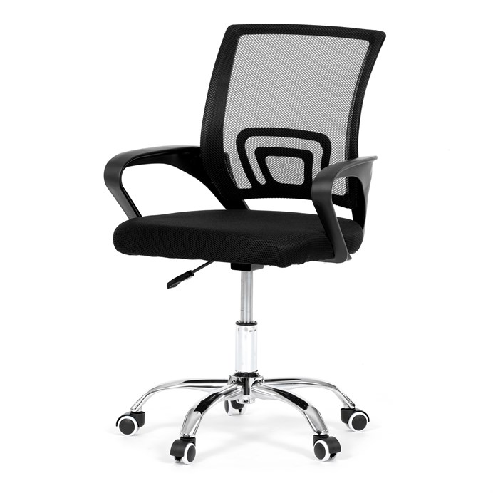 Kancelárska stolička, poťah čierna látka MESH a sieťovina MESH, výškovo nastaviteľná, kovový chrómovaný kríž KA-L103 BK