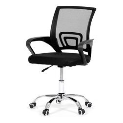 Kancelárska stolička, poťah čierna látka MESH a sieťovina MESH, výškovo nastaviteľná, kovový chrómovaný kríž