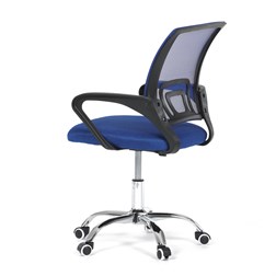 Kancelárska stolička, poťah modrá látka MESH a sieťovina MESH, výškovo nastaviteľná, kovový chrómovaný kríž