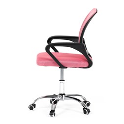Kancelárska stolička, poťah ružová látka MESH a sieťovina MESH, výškovo nastaviteľná, kovový chrómovaný kríž