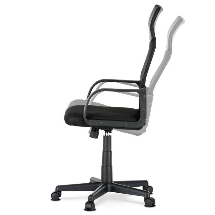 Kancelárska stolička, poťah čierna ekokoža a čierna sieťovina MESH, hojdací mechanizmus - KA-L601 BK